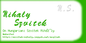 mihaly szvitek business card